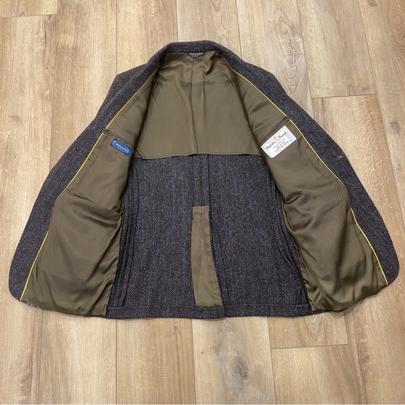 VINTAGE! 🌟HARRIS TWEED🌟 MENS 2 BUTTON WOOL SPORT COAT BLAZER BROWN SZ 40 - Picture 6 of 13